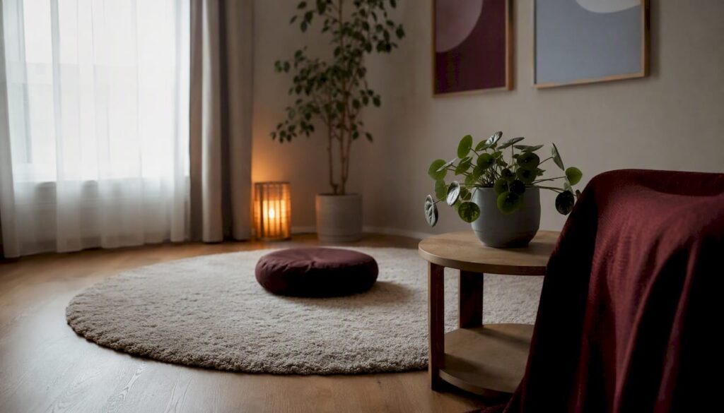 Roligt terapilokale indrettet til meditation