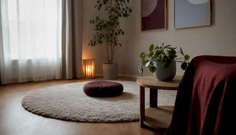 Roligt terapilokale indrettet til meditation