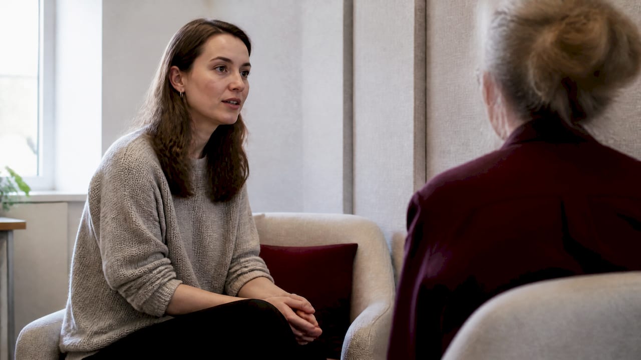 Klient taler med psykolog om skam